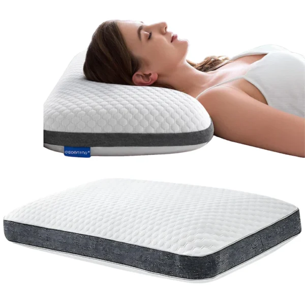 Perna Ortopedica Premium, din Spuma cu Memorie, GEOMATAN®, Suport Ergonomic pentru Gat si Coloana, ideala pentru Alinierea Cervicala, Reducerea Durerilor si Tensiunii, Somn Odihnitor si Confortabil, Material Hipoalergenic, pentru Somn Fara Sforait